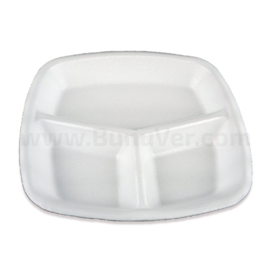 3 Gözlü Köpük Tabak Kapaksız 200 Adet